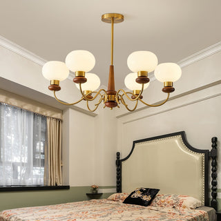 Luma Lustre Lustra Laiton Bois Globe Classique