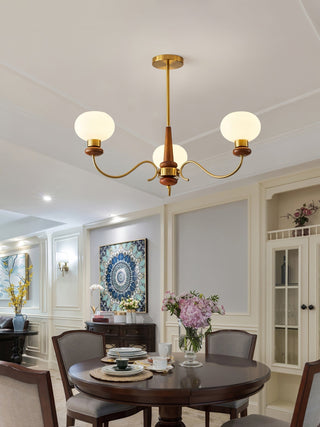 Luma Lustre Lustra Laiton Bois Globe Classique