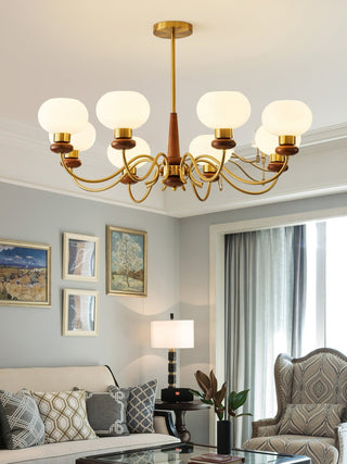 Luma Lustre Lustra Laiton Bois Globe Classique