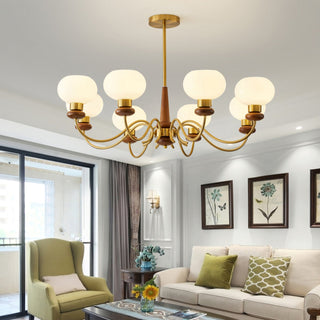 Luma Lustre Lustra Laiton Bois Globe Classique