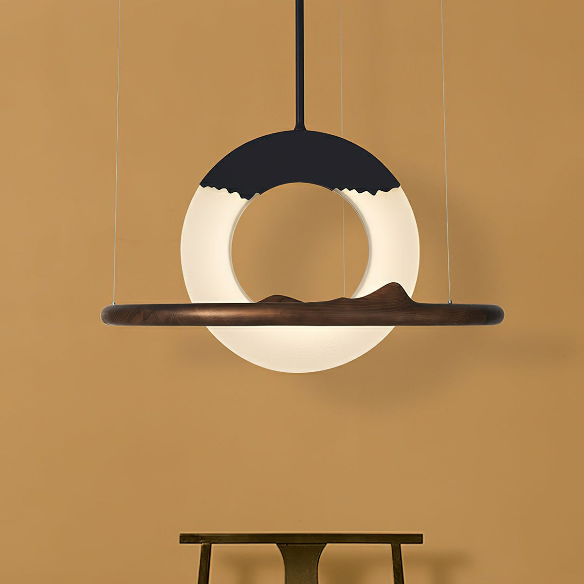 Mytalan Circulaire Acrylique Bois Pendentif Lumière