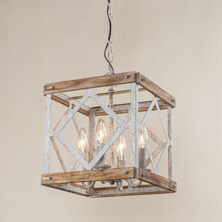 Zelaeora Suspension Métal Bois Créativité Individuelle 4 Lumières