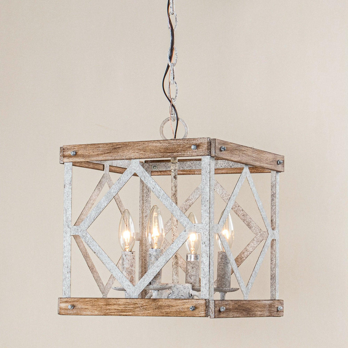 Zelaeora Suspension Métal Bois Créativité Individuelle 4 Lumières