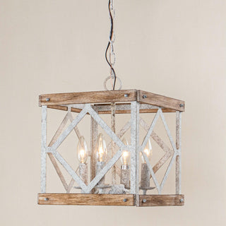 Zelaeora Suspension Métal Bois Créativité Individuelle 4 Lumières