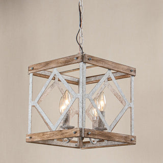 Zelaeora Suspension Métal Bois Créativité Individuelle 4 Lumières