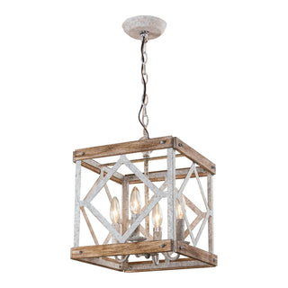 Zelaeora Suspension Métal Bois Créativité Individuelle 4 Lumières