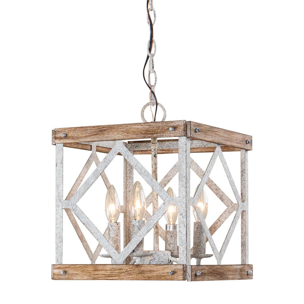 Zelaeora Suspension Métal Bois Créativité Individuelle 4 Lumières