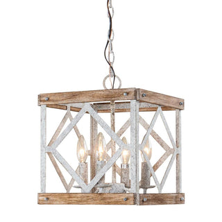 Zelaeora Suspension Métal Bois Créativité Individuelle 4 Lumières