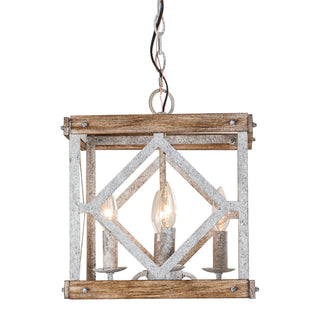 Zelaeora Suspension Métal Bois Créativité Individuelle 4 Lumières