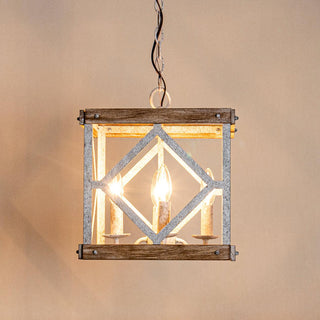 Zelaeora Suspension Métal Bois Créativité Individuelle 4 Lumières