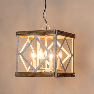 Zelaeora Suspension Métal Bois Créativité Individuelle 4 Lumières
