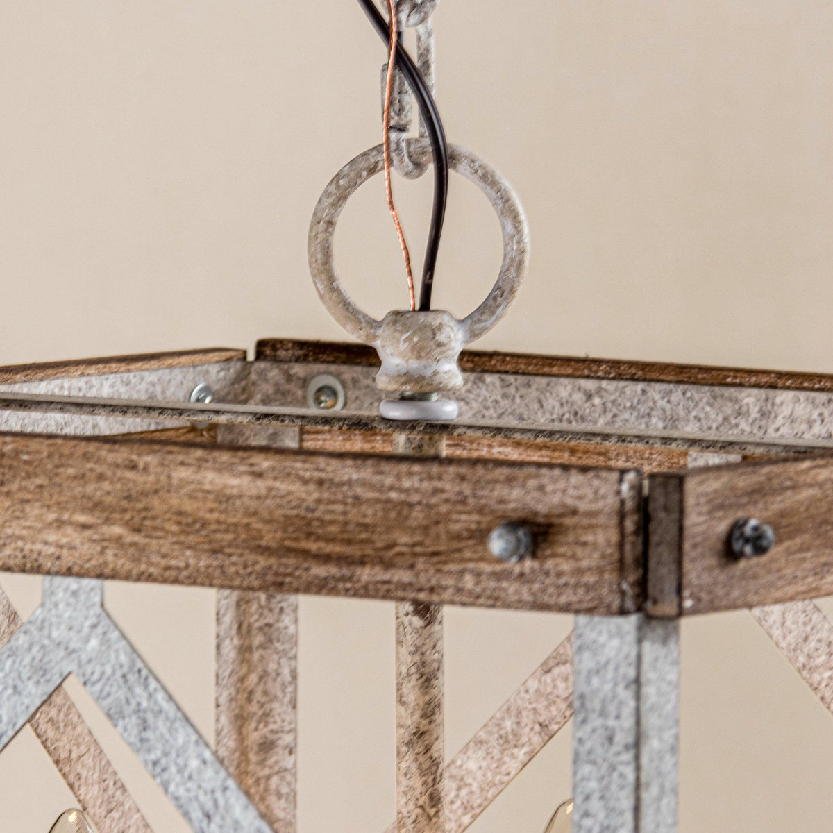 Zelaeora Suspension Métal Bois Créativité Individuelle 4 Lumières