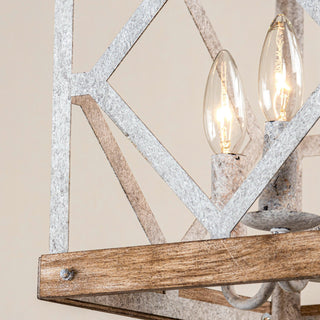 Zelaeora Suspension Métal Bois Créativité Individuelle 4 Lumières