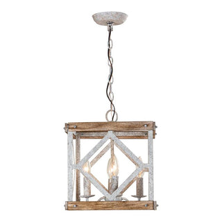 Zelaeora Suspension Métal Bois Créativité Individuelle 4 Lumières