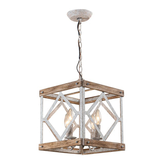 Zelaeora Suspension Métal Bois Créativité Individuelle 4 Lumières