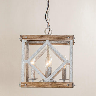 Zelaeora Suspension Métal Bois Créativité Individuelle 4 Lumières