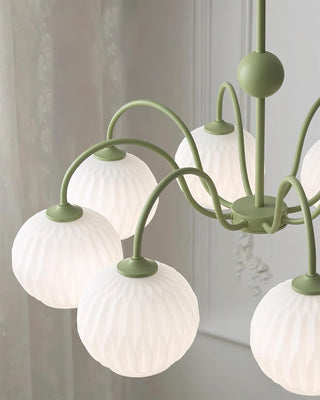 Lustra Lustre Moderne à 8 Lumières en Verre Ridé Vert