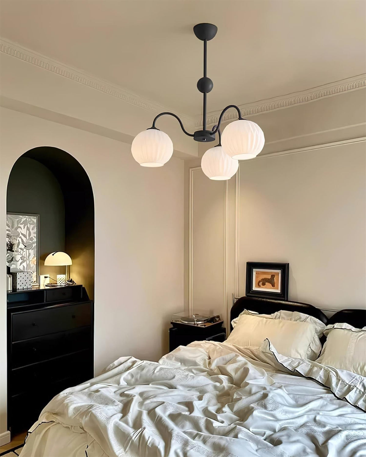 Noriana Lustre Moderne à 8 Lumières en Verre Ridé Vert