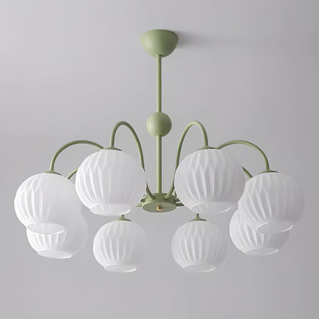 Noriana Lustre Moderne à 8 Lumières en Verre Ridé Vert