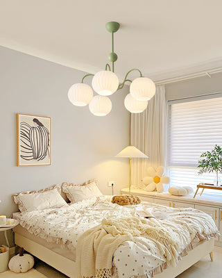 Lustra Lustre Moderne à 8 Lumières en Verre Ridé Vert