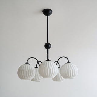 Lustra Lustre Moderne à 8 Lumières en Verre Ridé Vert