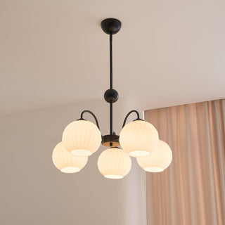 Lustra Lustre Moderne à 8 Lumières en Verre Ridé Vert