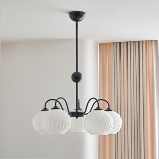 Lustra Lustre Moderne à 8 Lumières en Verre Ridé Vert