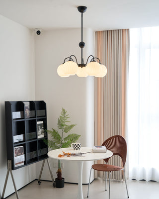 Lustra Lustre Moderne à 8 Lumières en Verre Ridé Vert