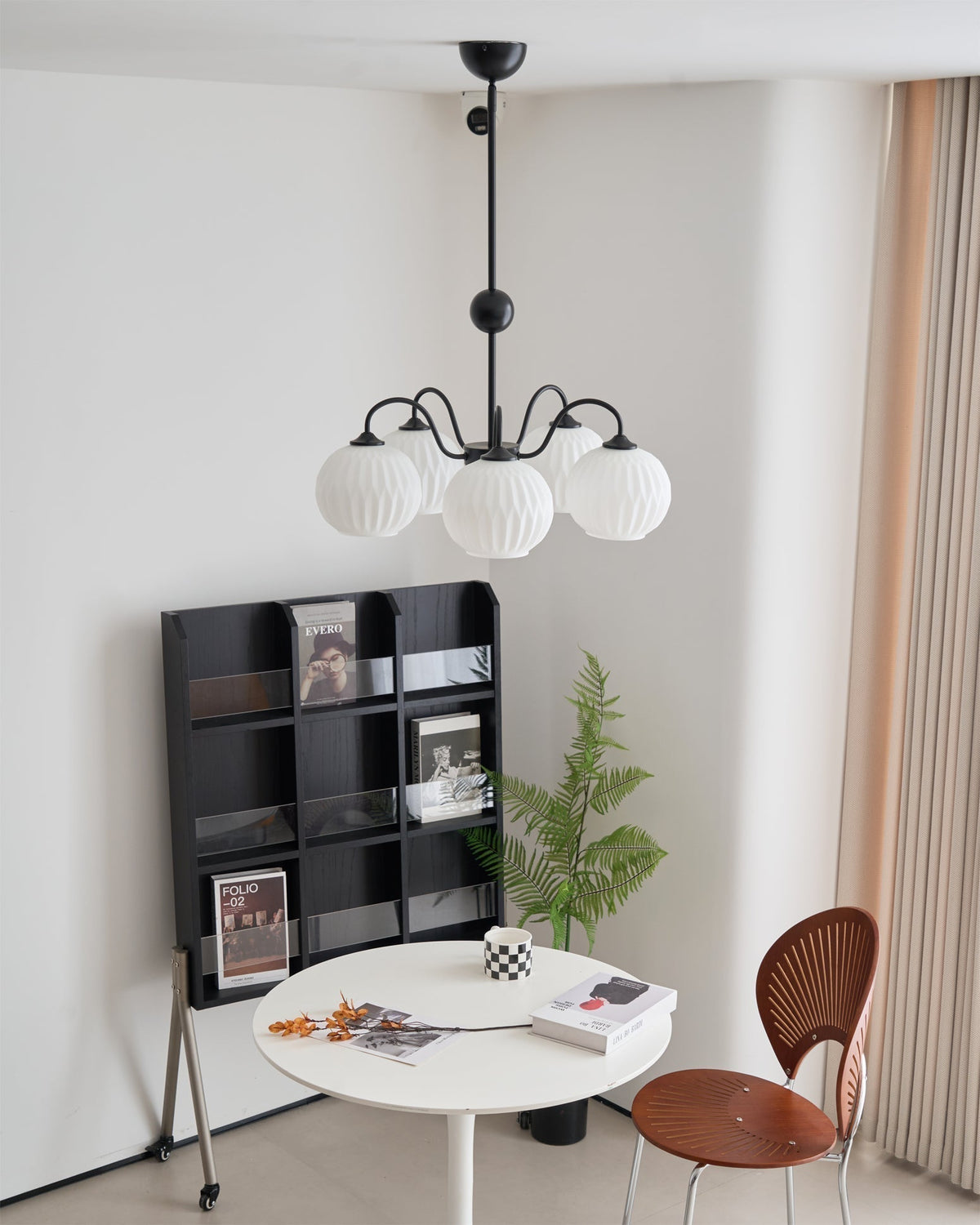Noriana Lustre Moderne à 8 Lumières en Verre Ridé Vert