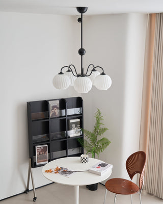 Lustra Lustre Moderne à 8 Lumières en Verre Ridé Vert