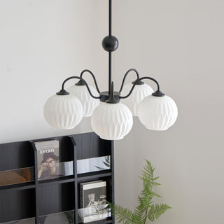 Lustra Lustre Moderne à 8 Lumières en Verre Ridé Vert