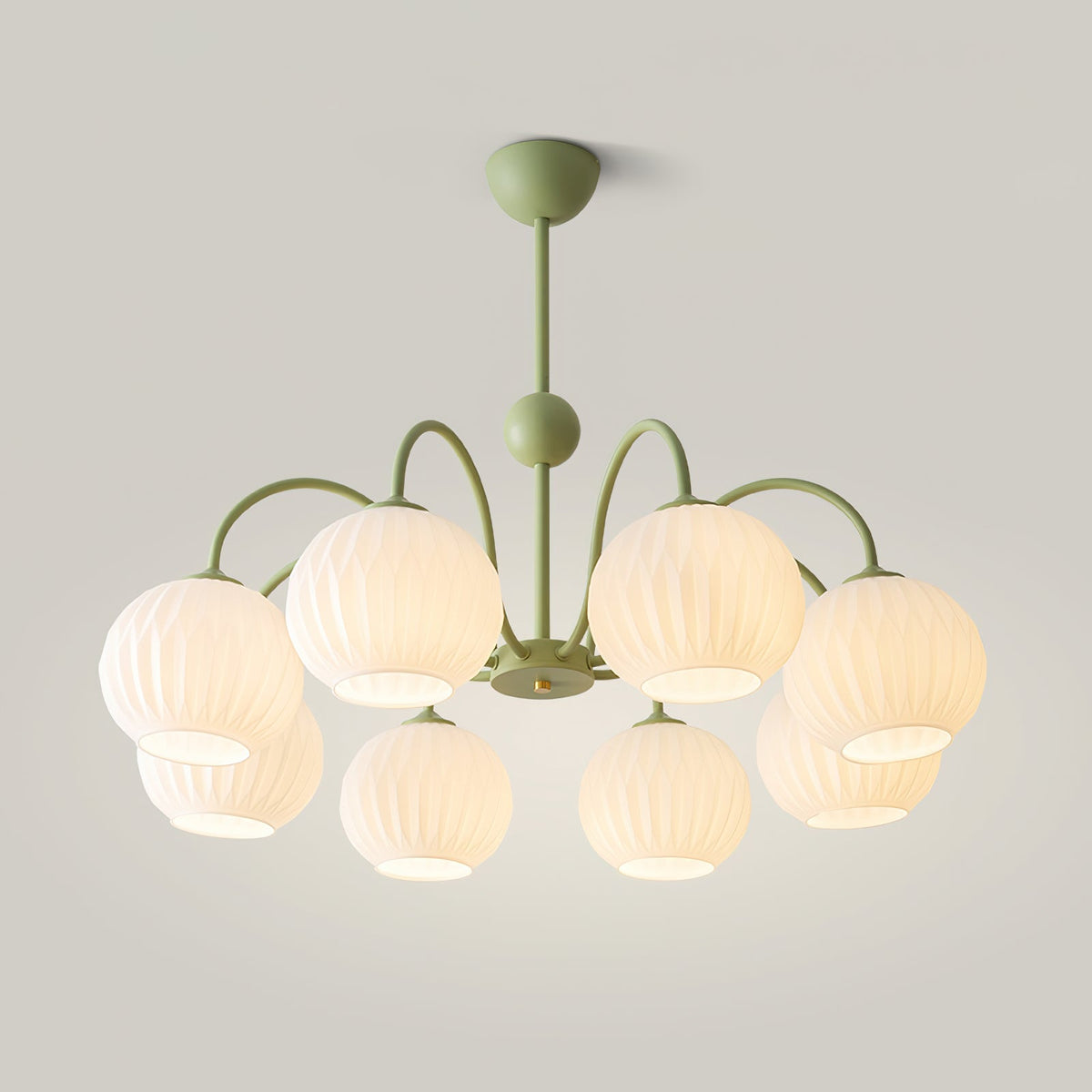 Noriana Lustre Moderne à 8 Lumières en Verre Ridé Vert