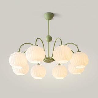 Lustra Lustre Moderne à 8 Lumières en Verre Ridé Vert