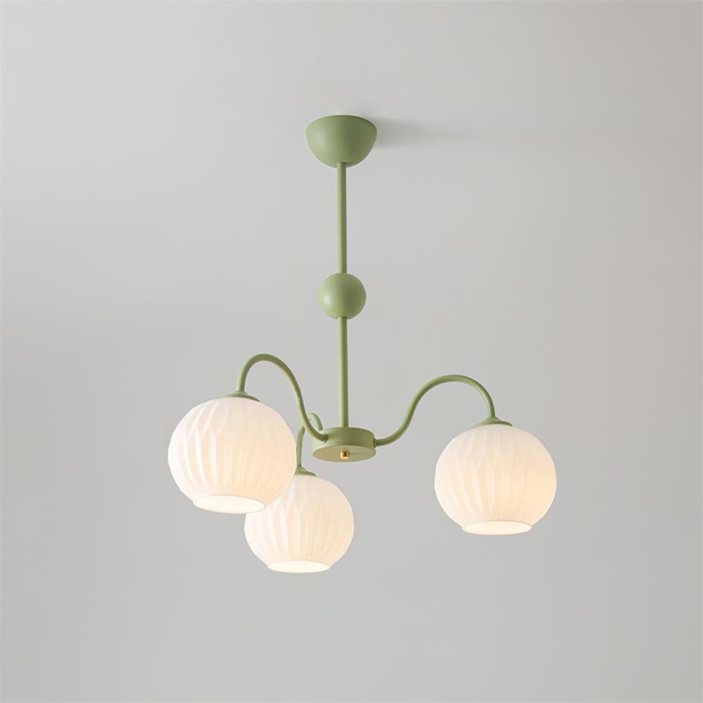 Noriana Lustre Moderne à 8 Lumières en Verre Ridé Vert