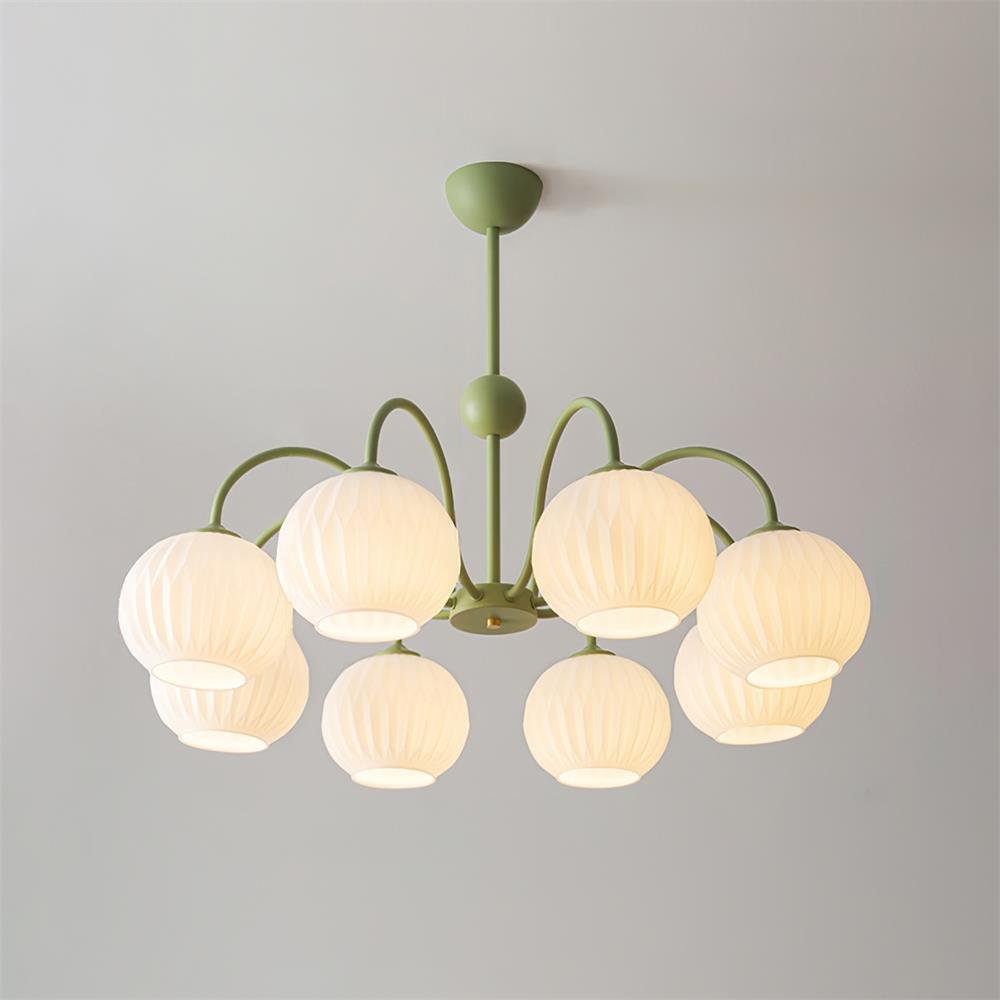 Noriana Lustre Moderne à 8 Lumières en Verre Ridé Vert
