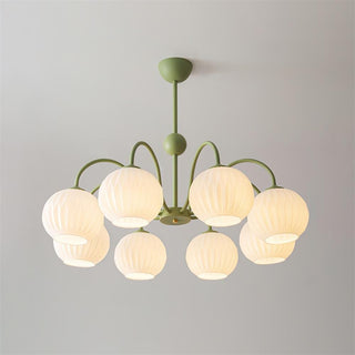 Lustra Lustre Moderne à 8 Lumières en Verre Ridé Vert