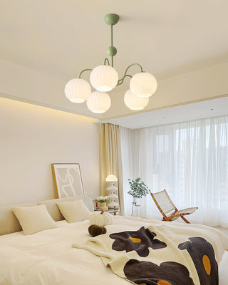 Lustra Lustre Moderne à 8 Lumières en Verre Ridé Vert