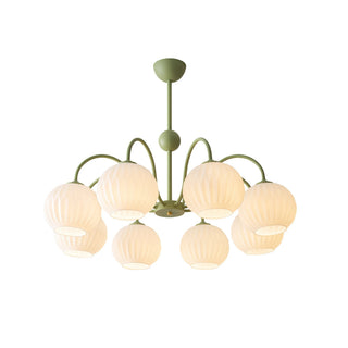 Lustra Lustre Moderne à 8 Lumières en Verre Ridé Vert