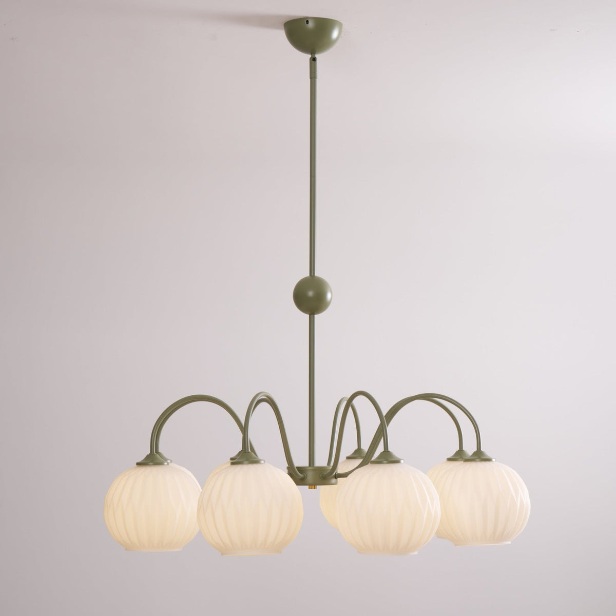 Noriana Lustre Moderne à 8 Lumières en Verre Ridé Vert
