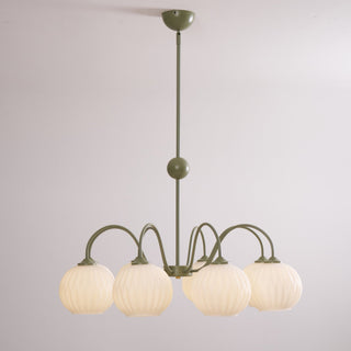 Lustra Lustre Moderne à 8 Lumières en Verre Ridé Vert