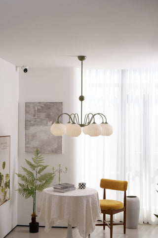 Lustra Lustre Moderne à 8 Lumières en Verre Ridé Vert
