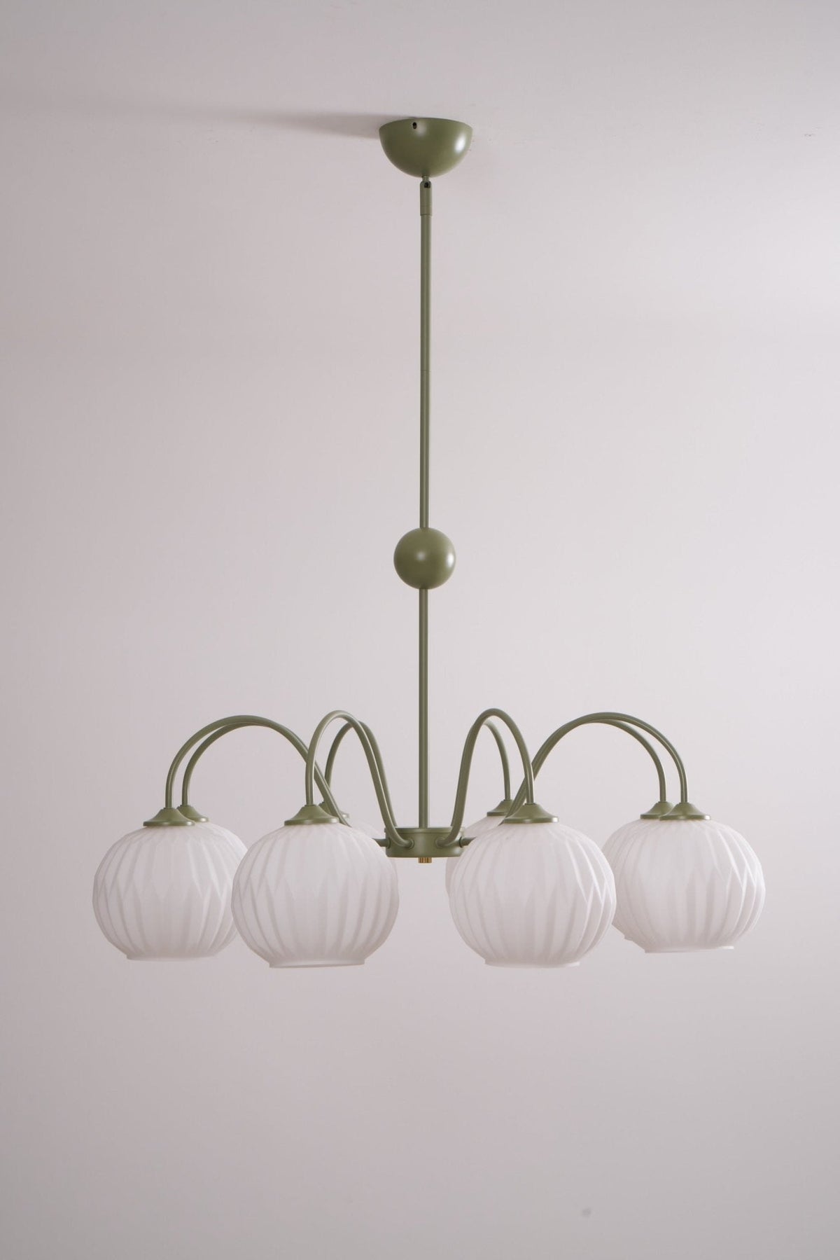 Noriana Lustre Moderne à 8 Lumières en Verre Ridé Vert