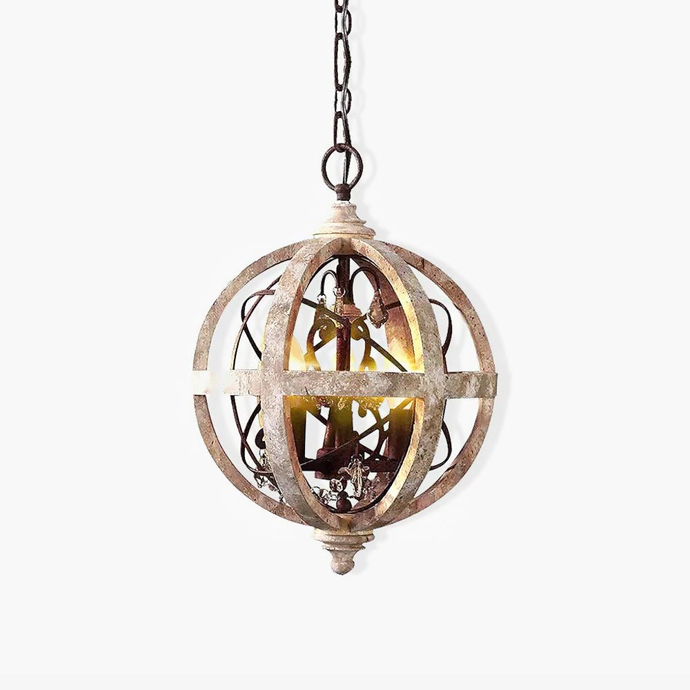 Lororia Lustre Globe Rétro avec Bois Vieilli