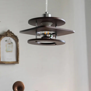 Valentina Vintage LED Suspension Métal Noyer Salle à Manger