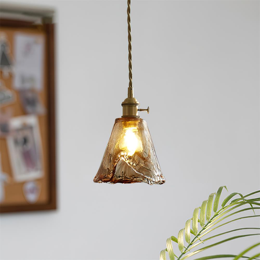 Velon Vintage Amber Glass Pendant Light-Neutral Decor
