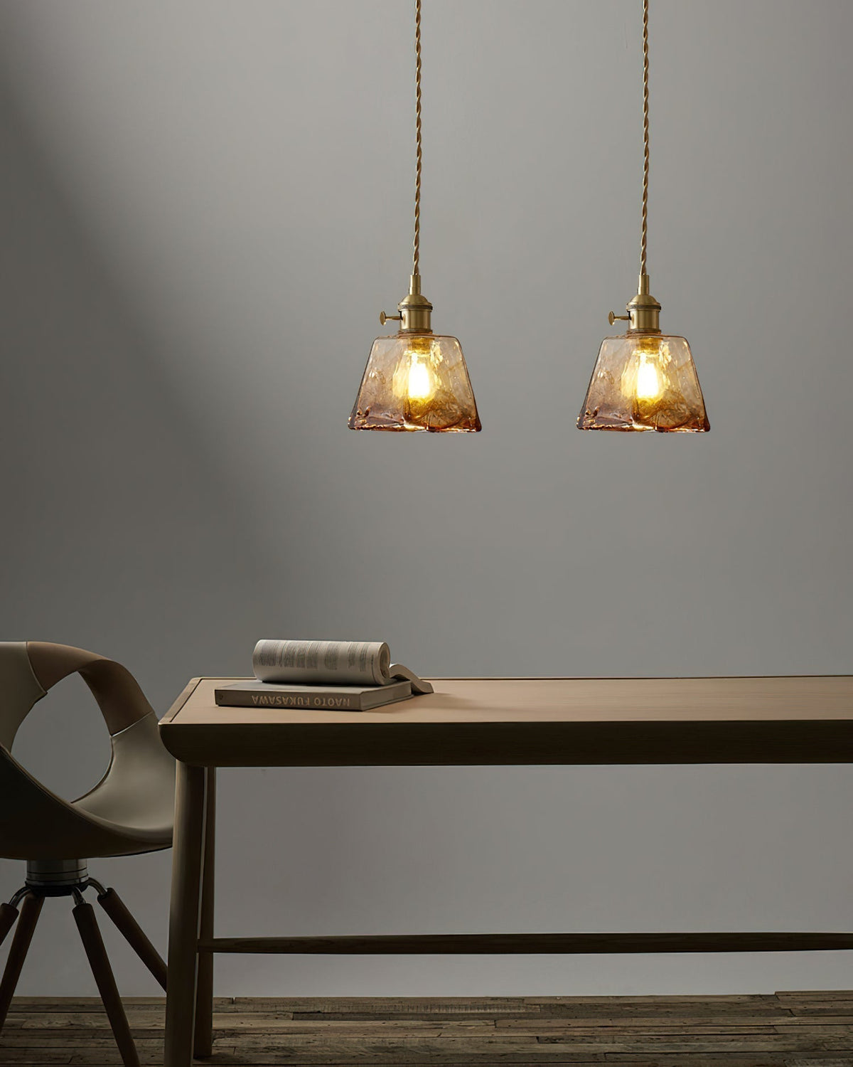 Velon Vintage Amber Glass Pendant Light-Neutral Decor