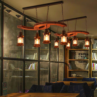 Aurora Lustre Vintage en Bois d'Avoine