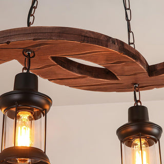 Aurora Lustre Vintage en Bois d'Avoine
