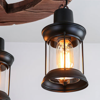 Aurora Lustre Vintage en Bois d'Avoine