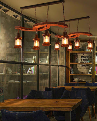 Aurora Lustre Vintage en Bois d'Avoine